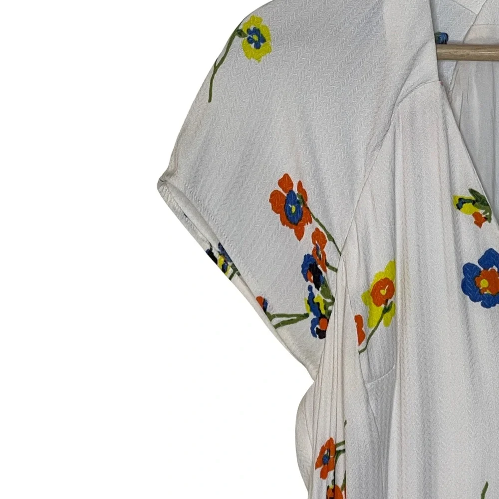 Free People Flutter‎ Sleeve Floral Print Maxi Dress White Size Small